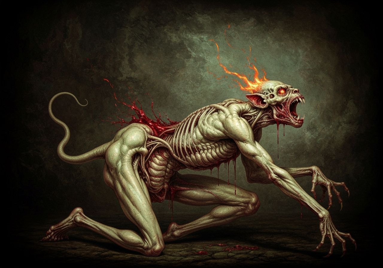 Terrifying Blood Beast in Gothic Horror Style