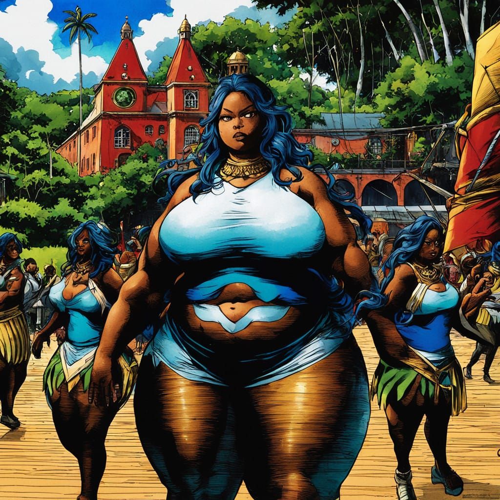 Vibrant Island Goddess in Anime-Inspired Masterpiece