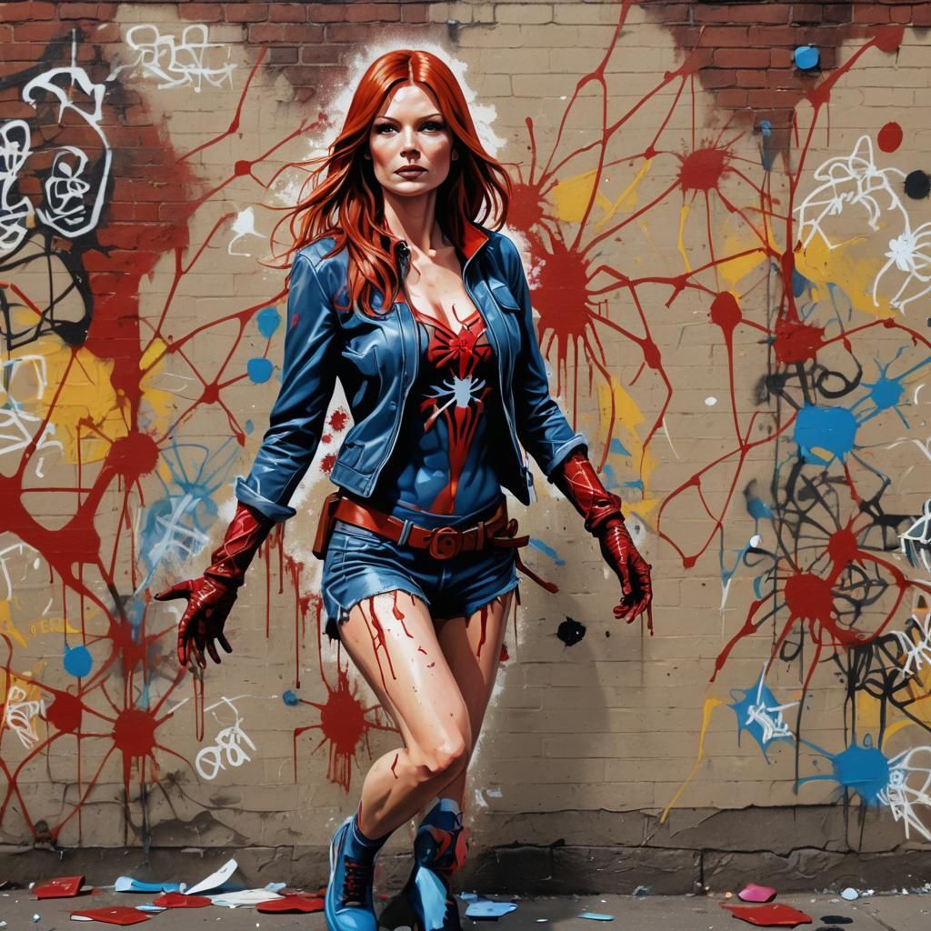 Spiderwoman Mary Jane in Graffiti Splash Art
