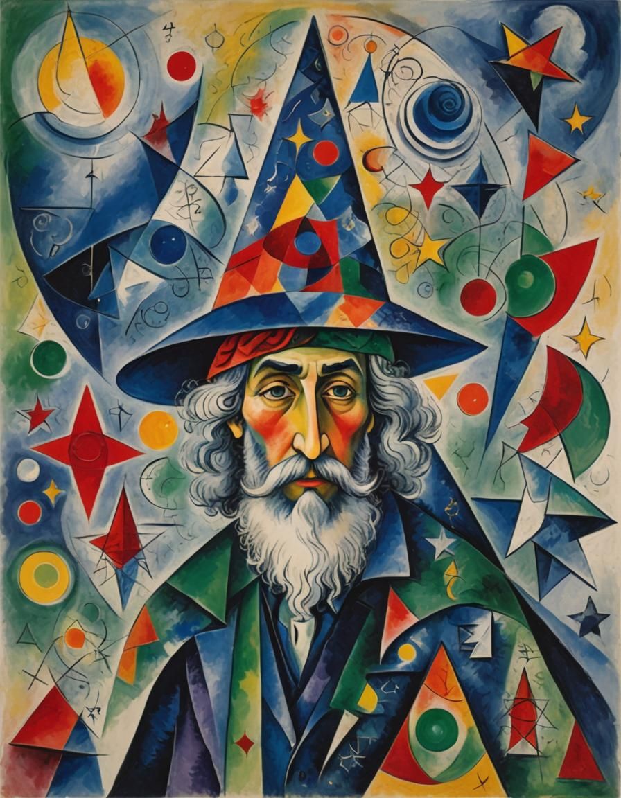 Colorful Abstract Wizard in Cubist Style