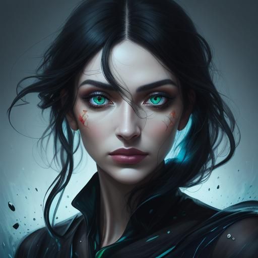 Captivating Portrait in Style of Mixed Media Illustration