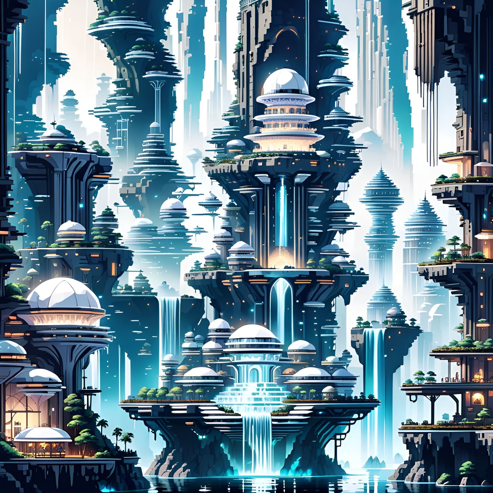 8-bit Pixel Art City of the Future