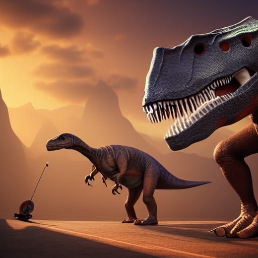 Dinosaurs on Skateboards: Detailed Matte Painting
