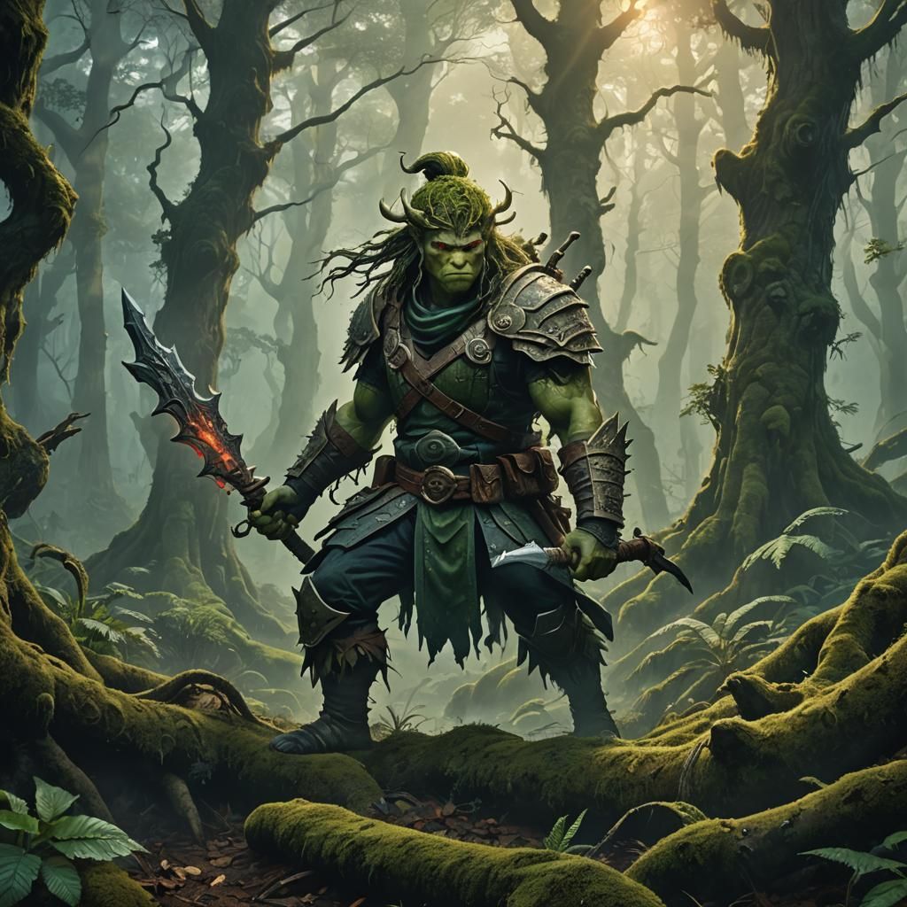 Kappa Rogue in Misty Forest: Fantasy Art