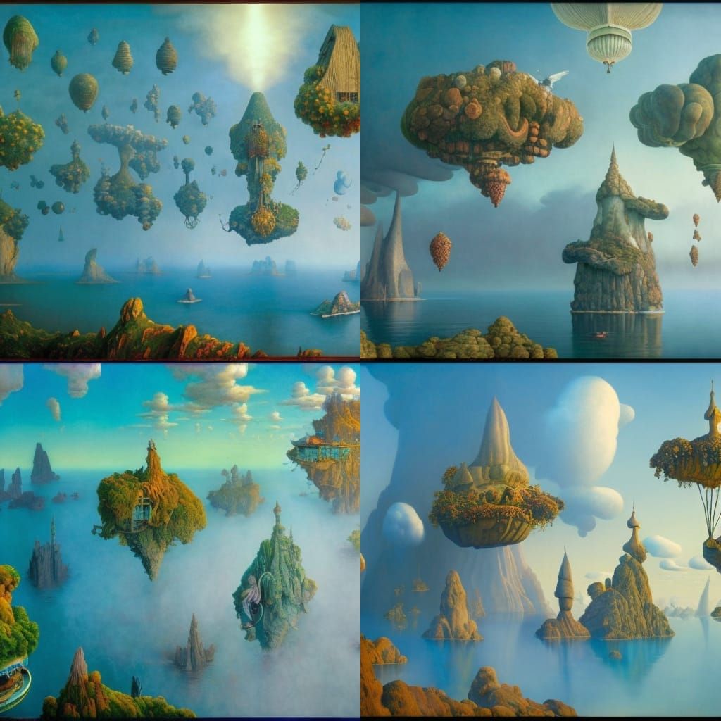 Floating Islands: Psychedelic Art Nouveau Fantasy