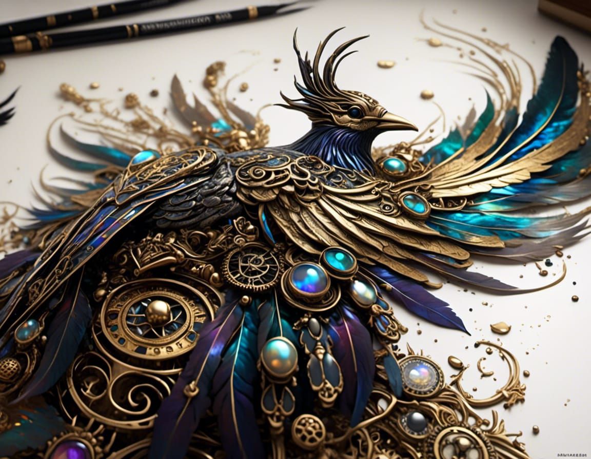 Steampunk Alice in Wonderland with Raven Skulls