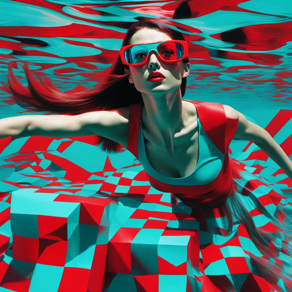 Vogue Models in Glitch Art with 3D Effects