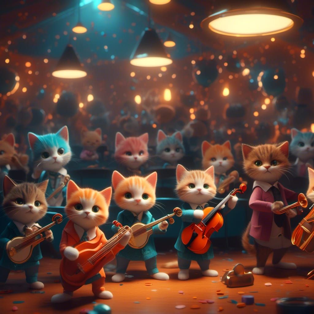 Kittens in a Jazz Band at Nightclub
