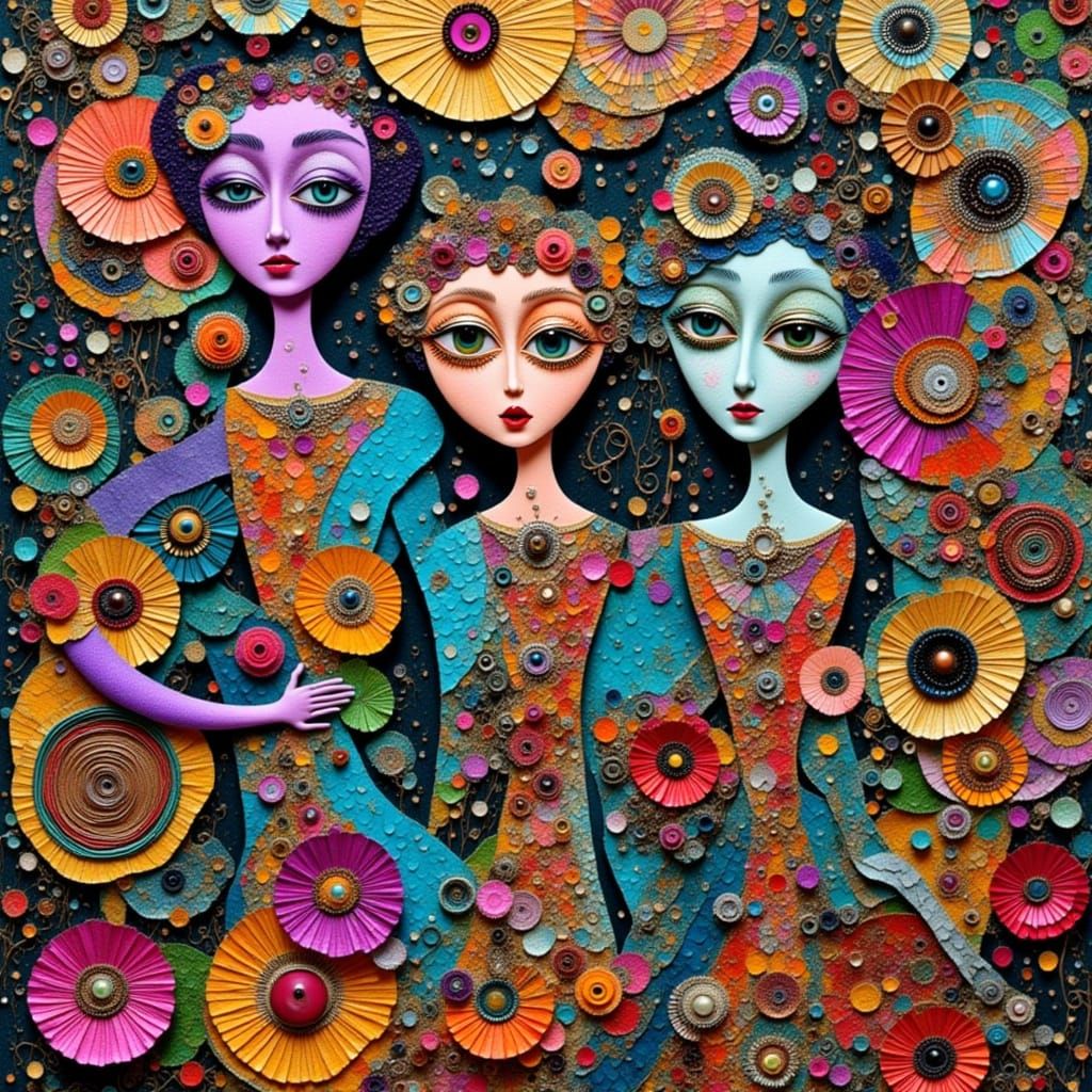 Surreal Abstract Creatures Dancing in Fractal World