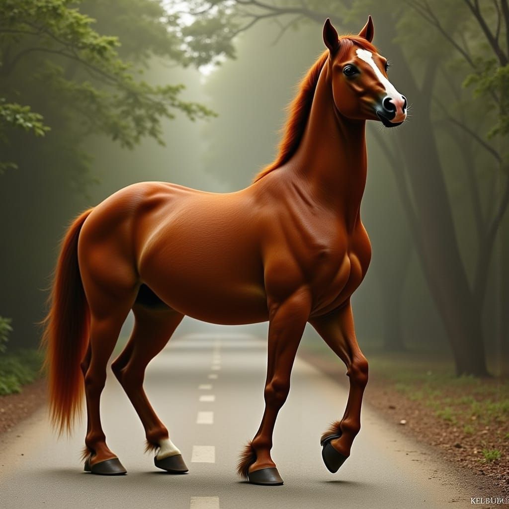 Redhead Centaur Strides Confidently in Photorealistic Detail