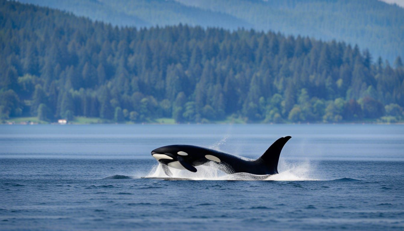 Orca Whale Breaching in Dewatto Bay: Photography