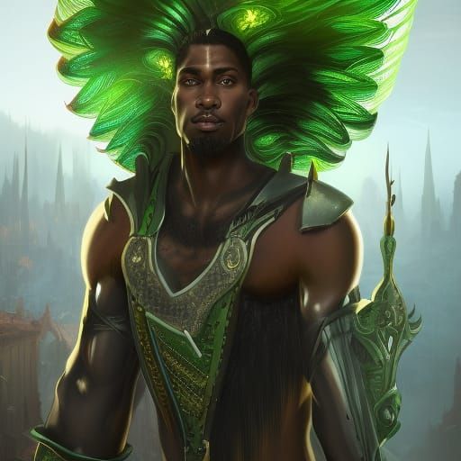 Fantasy Portrait of a Black Man with Green Eyes