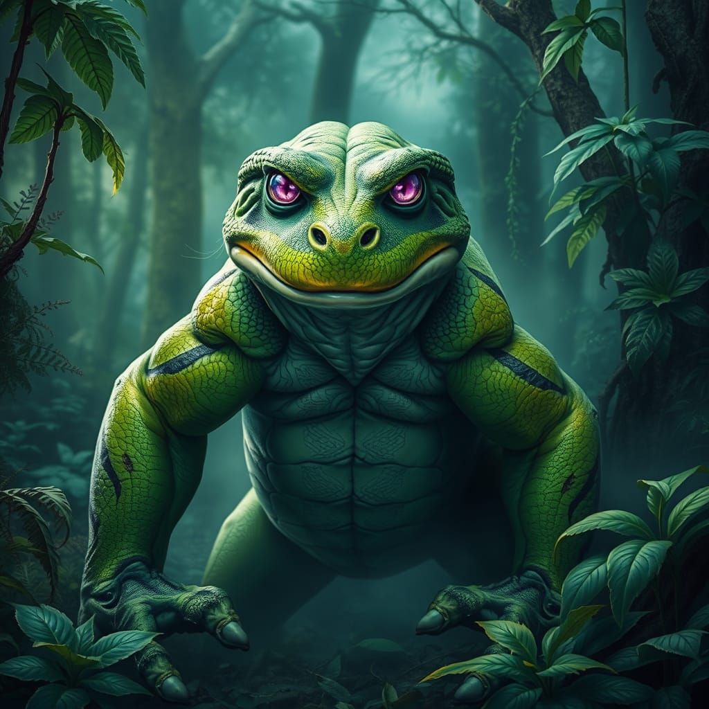 Tiger-Frog Hybrid in Mystical, Dreamlike Fantasy Art