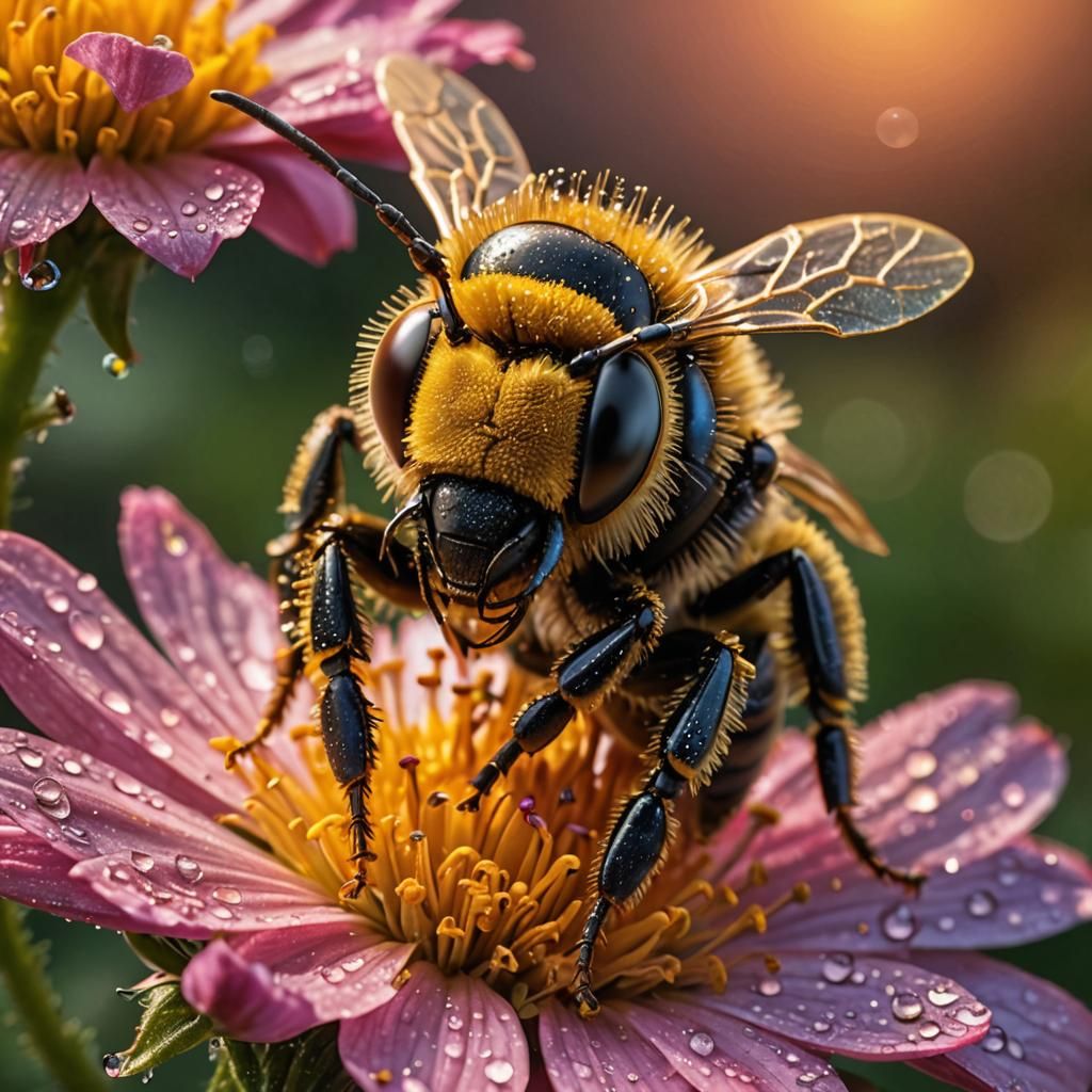 Colorful Biomechanical Bee Macro Photography