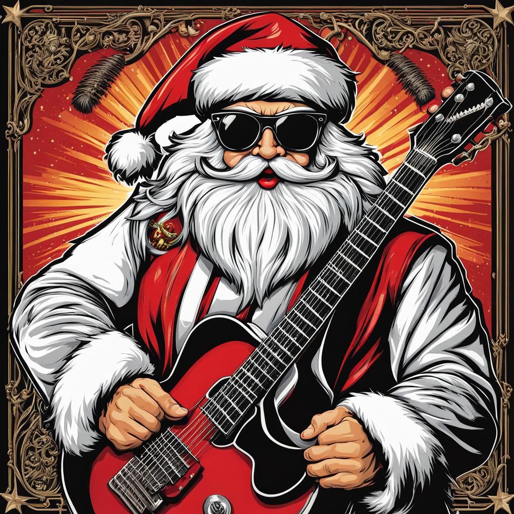 Heavy Metal Santa Claus with Guitar