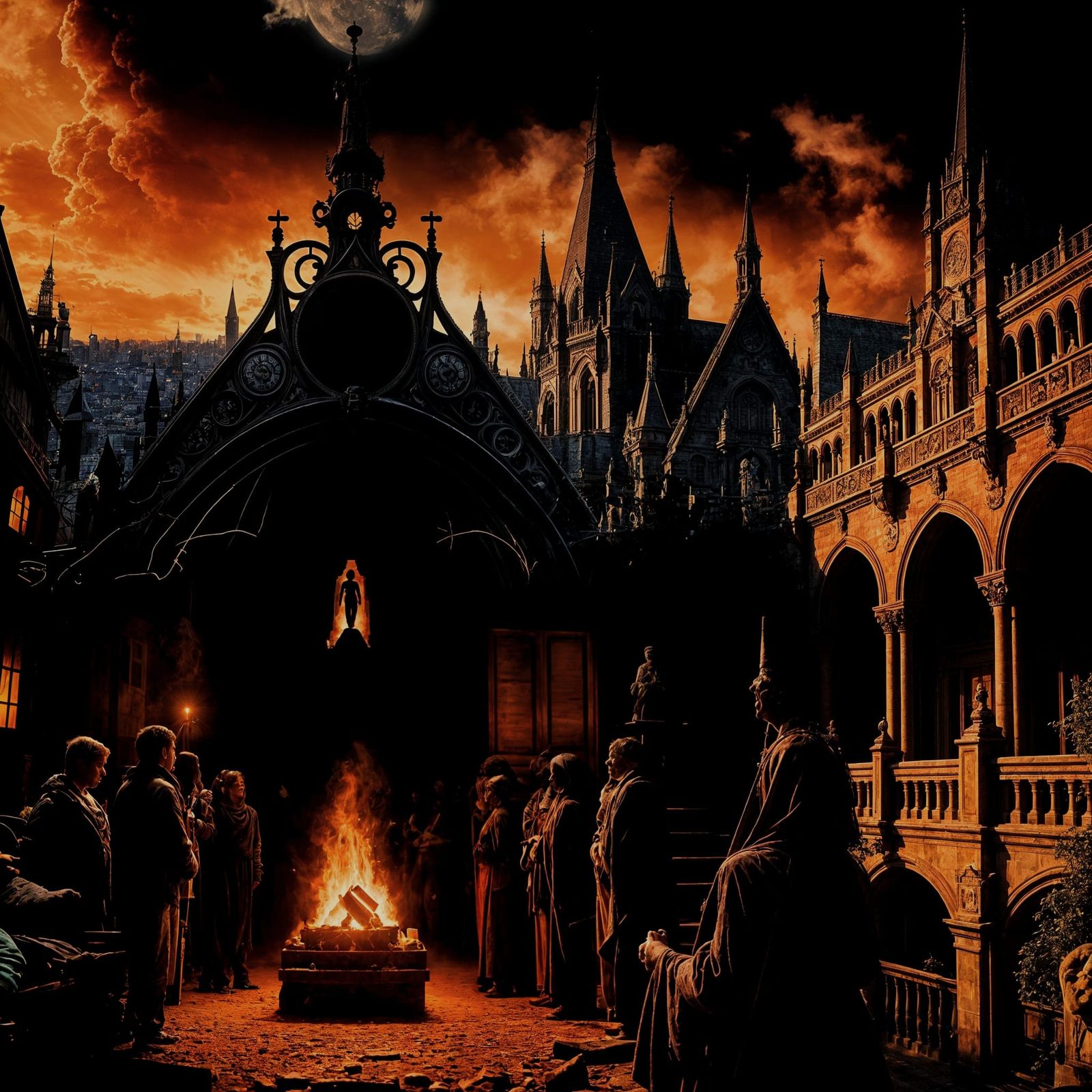 Gothic Worshipers in Lovecraftian Horror Style