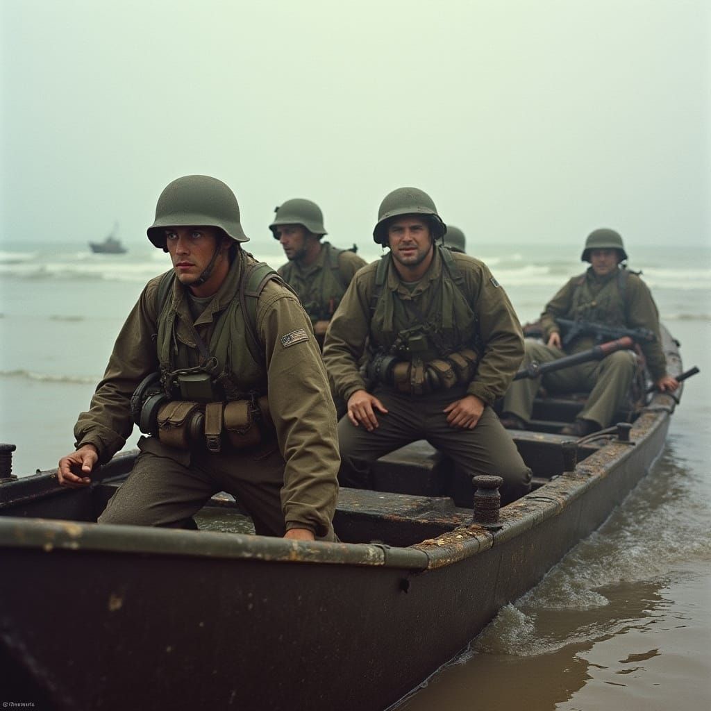 US Rangers Approaching Omaha Beach on D-Day
