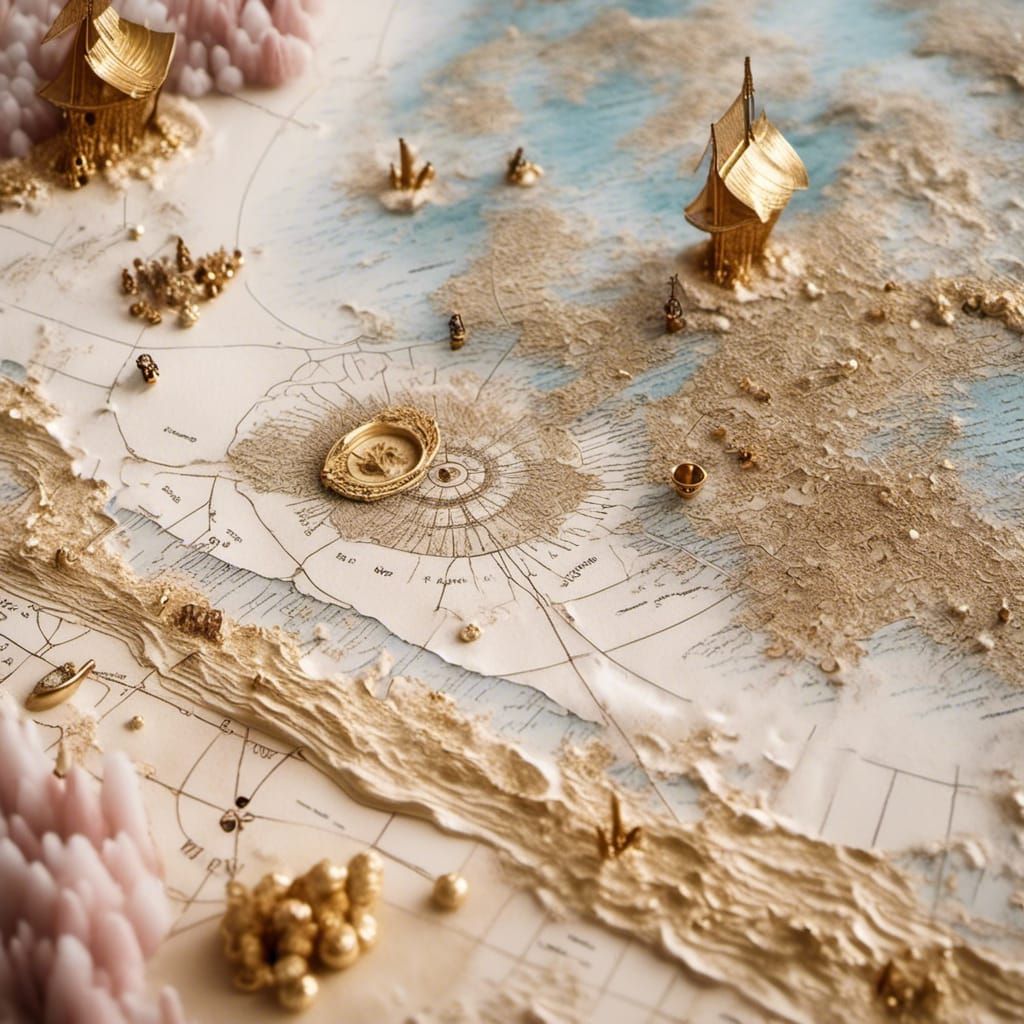 Pirate Treasure Map with Gold Accents