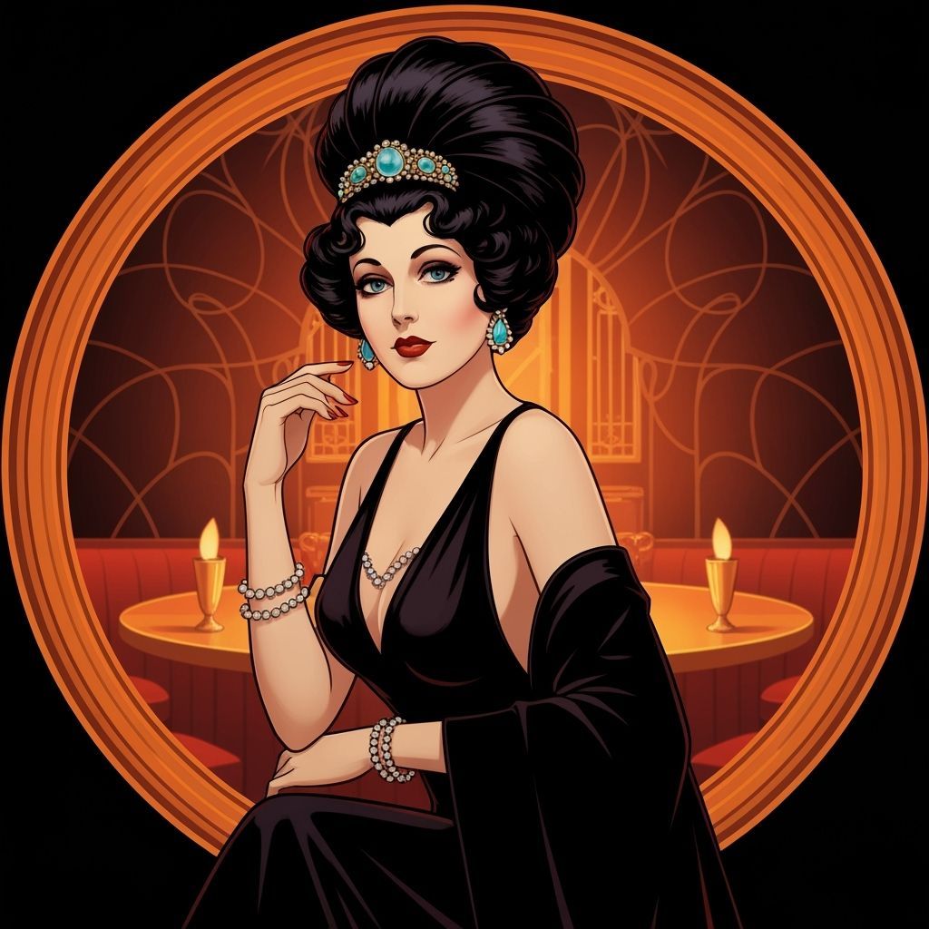 Art Deco Elegance: Lady in 1900s High-Class Club