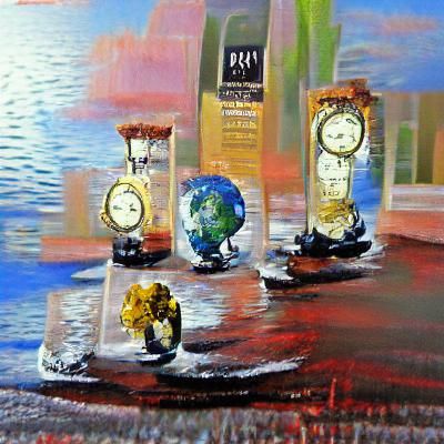 Five O’Clock World acrylic art polished impressionism detail...