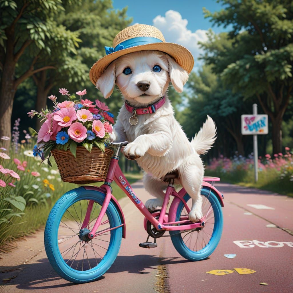Vibrant Summer Scene with a Happy Marteze Dog