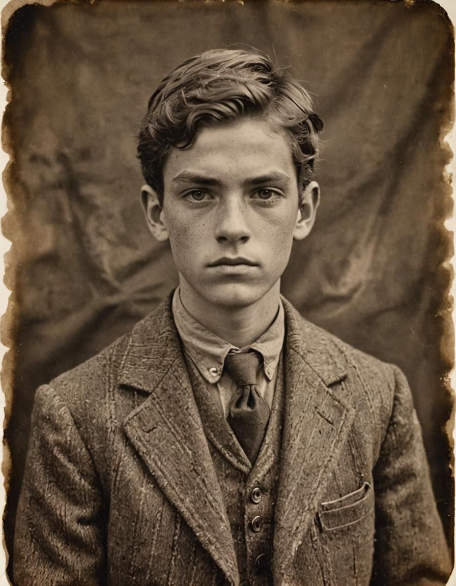 1800s Sepia Portrait of a School Boy