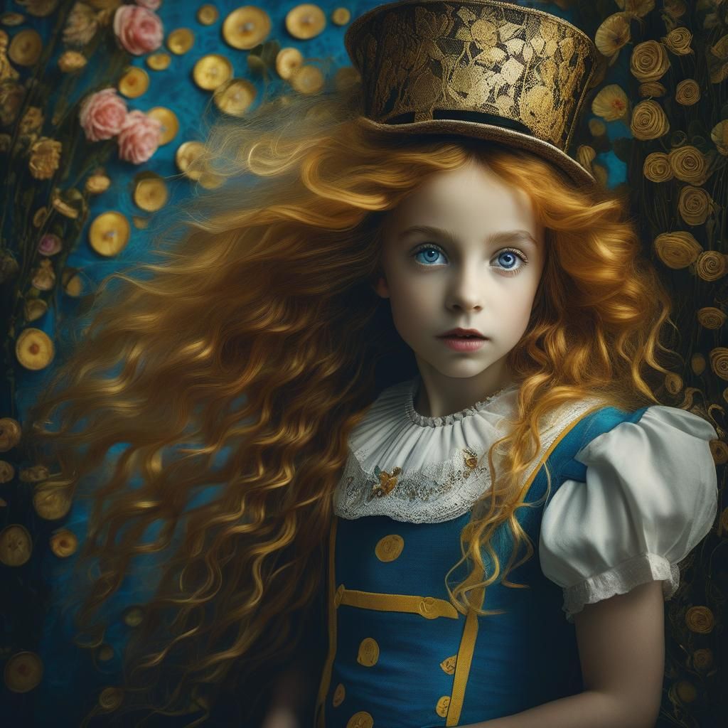 Alice in Wonderland in Gustav Klimt Style