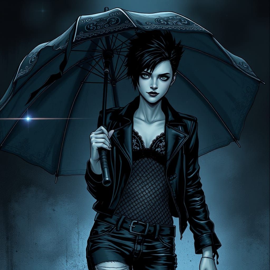 Death of the Endless Portrait in Gothic Comic Style