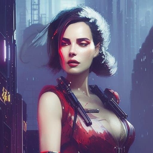 Beautiful Blade Runner Portrait in Neo Noir City