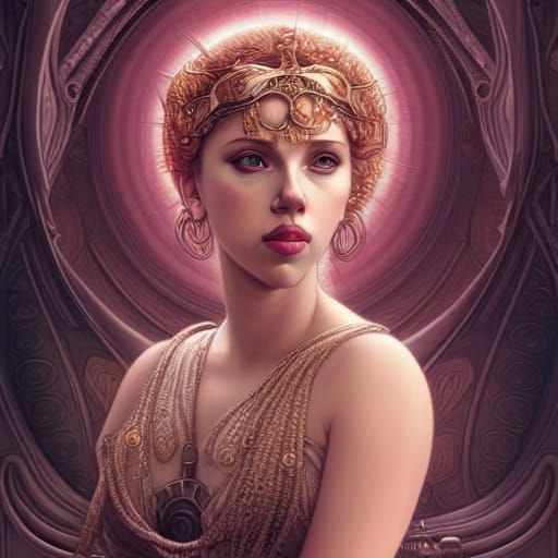 Goddess Resembling Scarlett Johansson: Digital Art