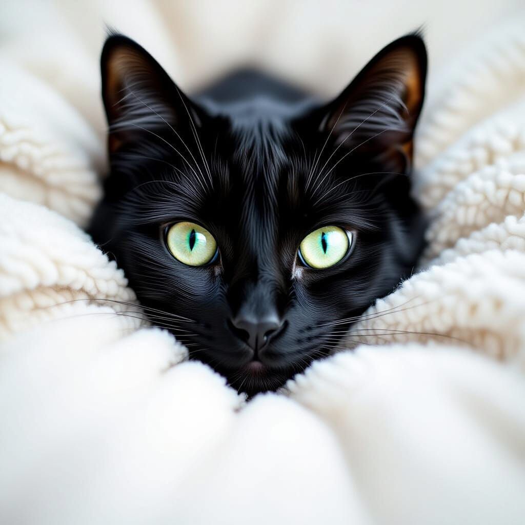 Black Cat Portrait in Cinematic Film Style