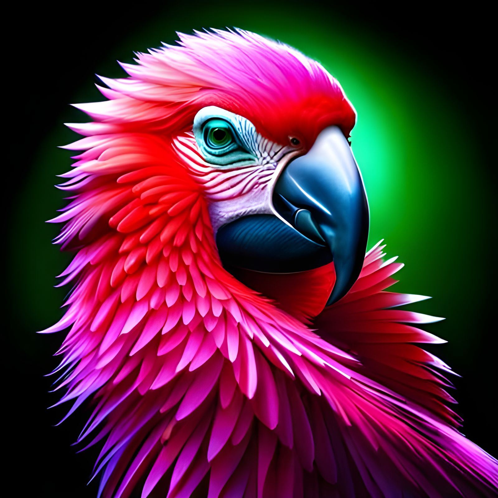 Glittering Pink Parrot Digital Art