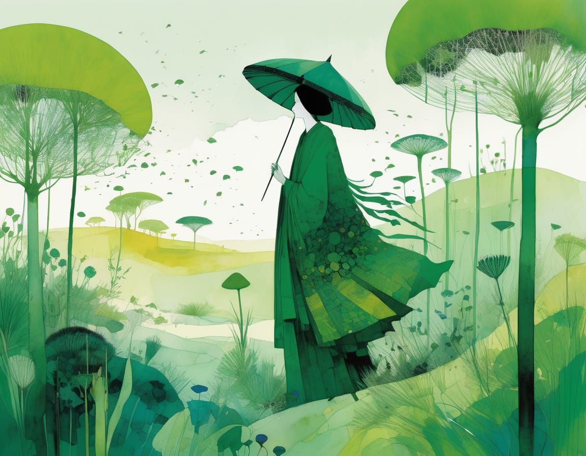 Lush Desert Oasis with Gradient Colors