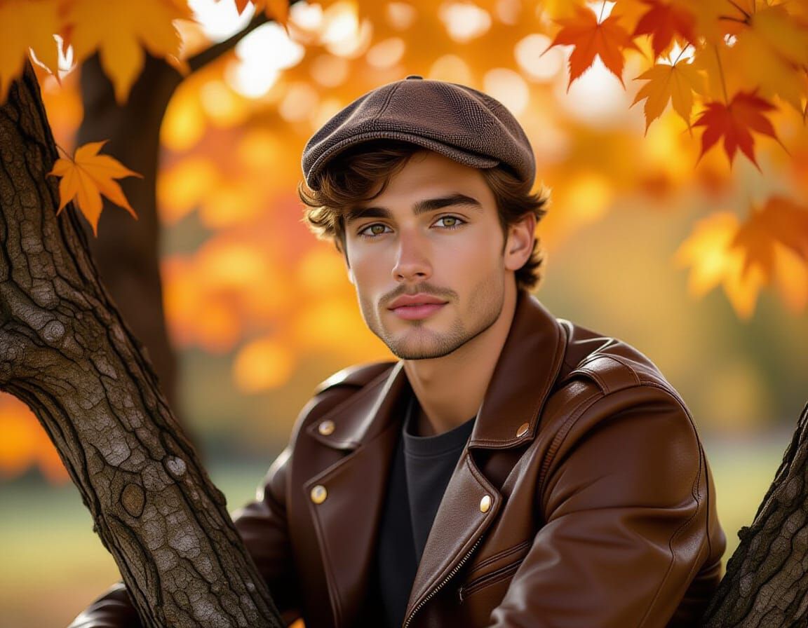 Autumn Man Portrait in Hyperrealistic Style