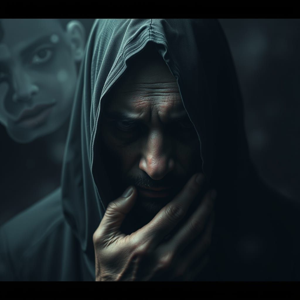 Dramatic Shadow Figure Displaying Contrasting Emotions