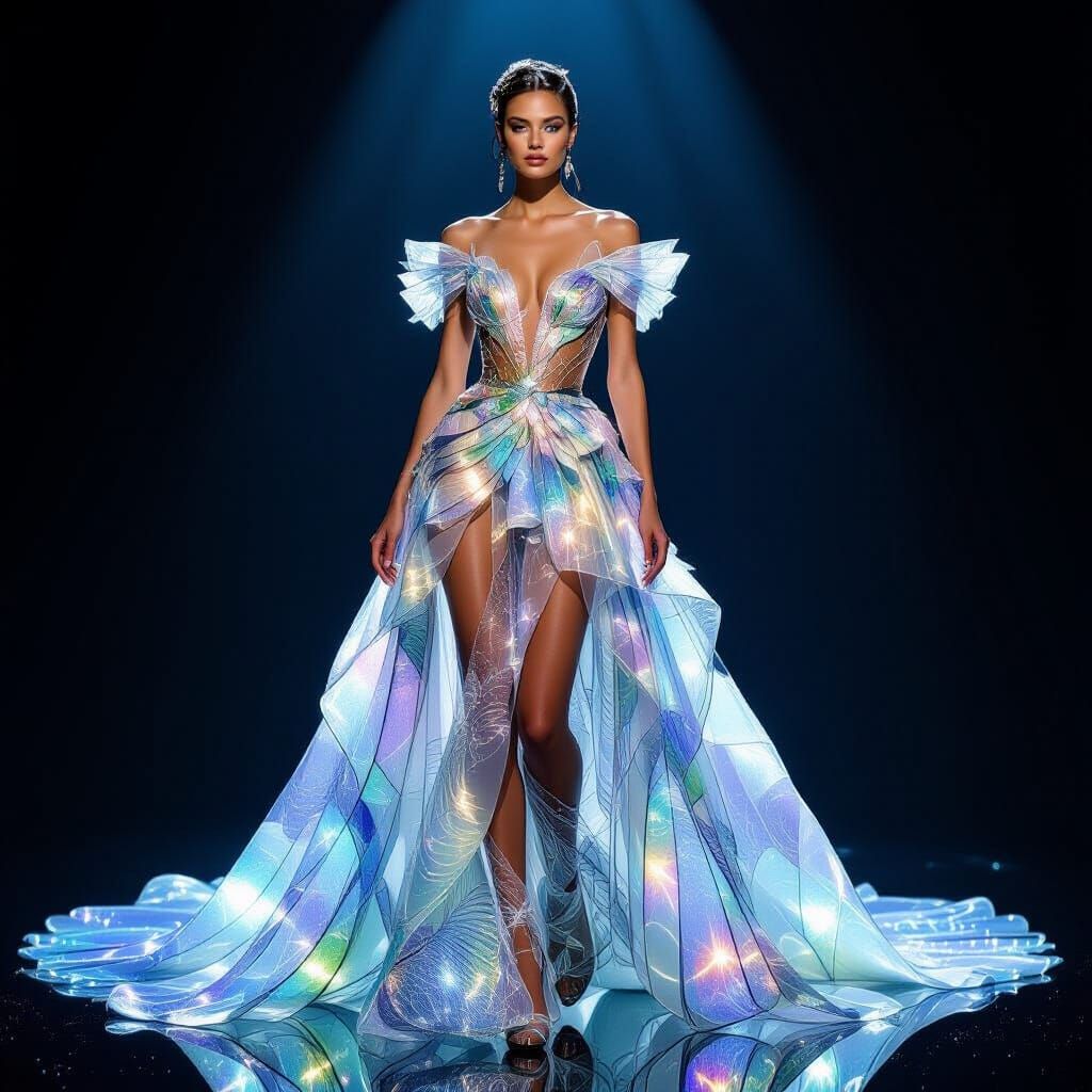 Woman in Shimmering Glass Dress