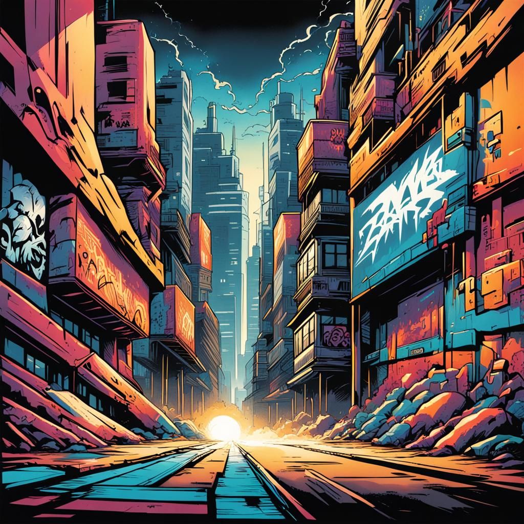 Dynamic Graffiti Art in Comic Book Style