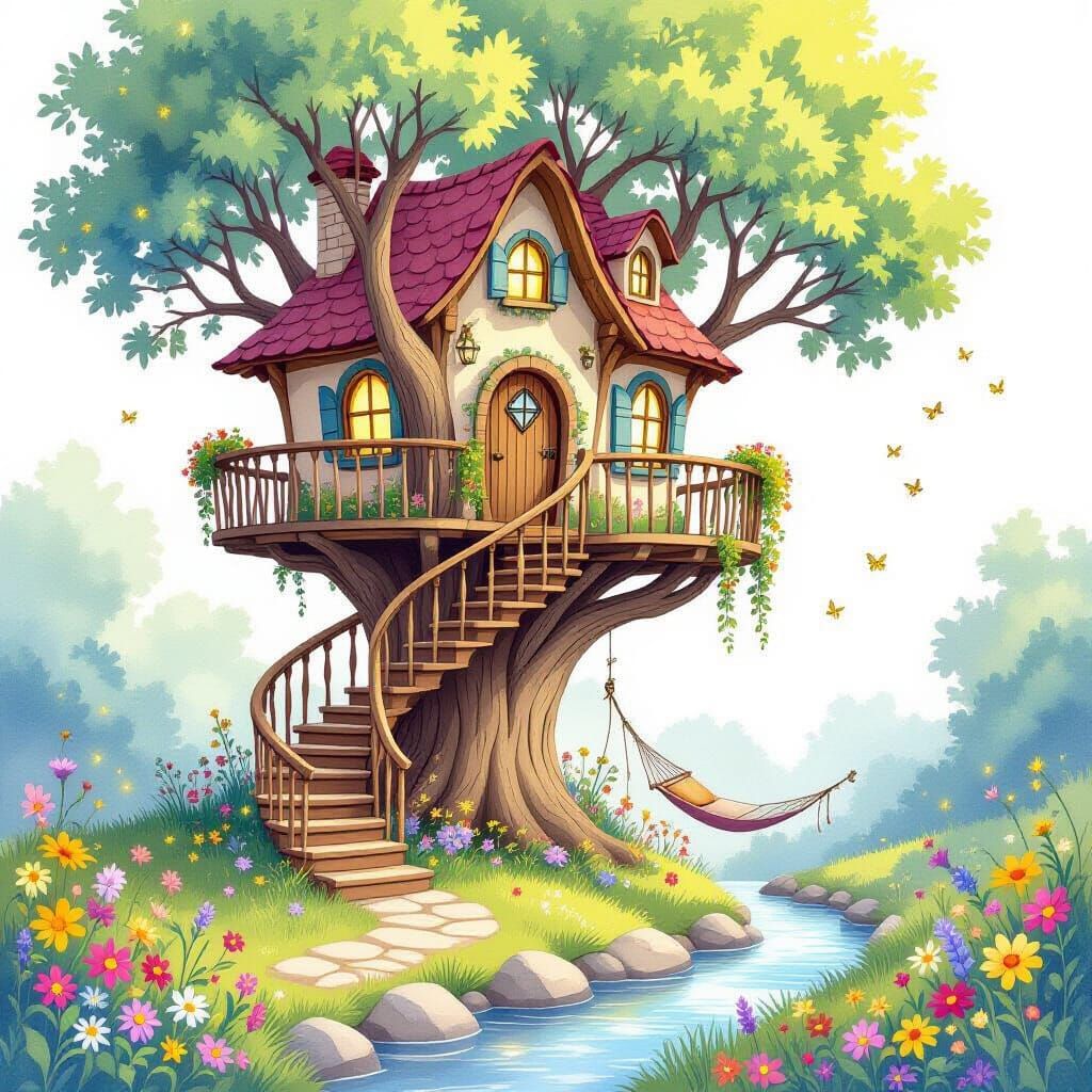 Magical Treehouse Frame Reveals Fantasy Landscape