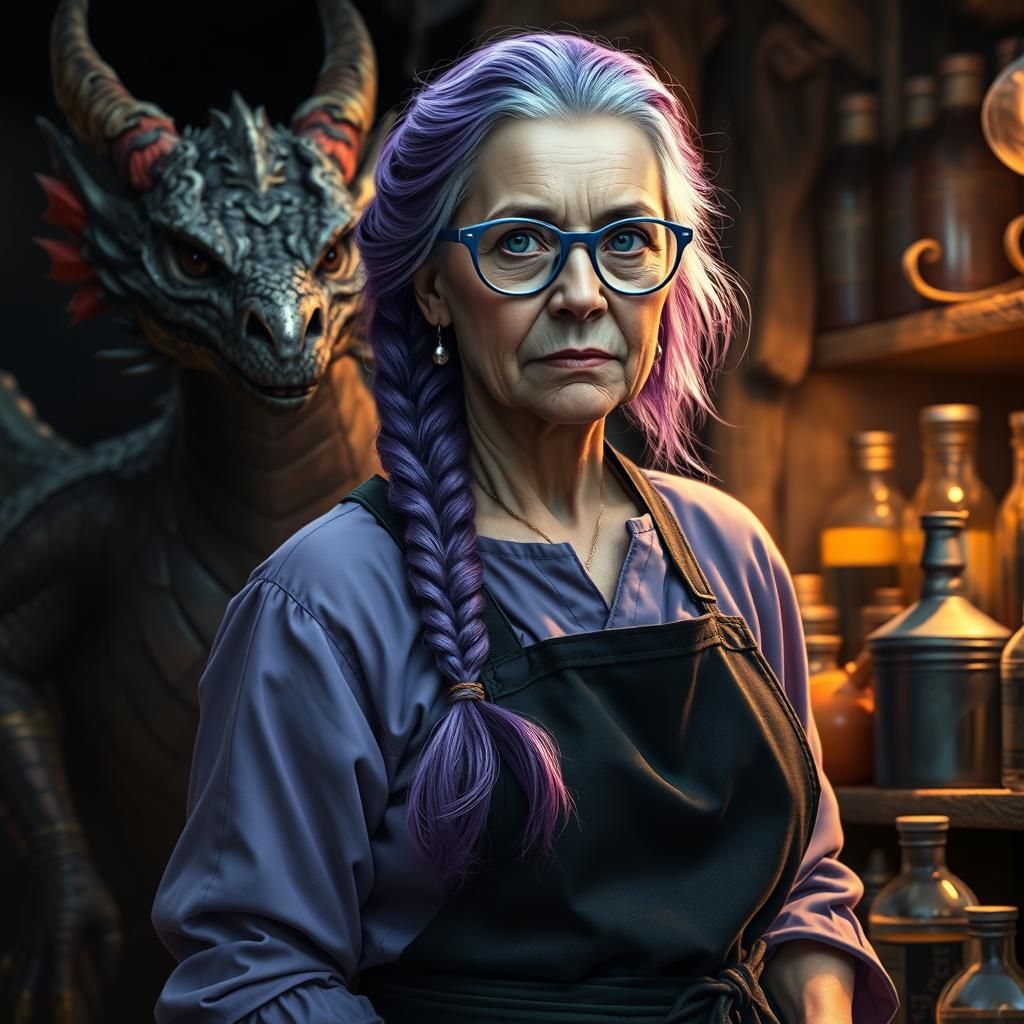 Dragon-Guarded Magic Shopkeeper in Skyrim Style