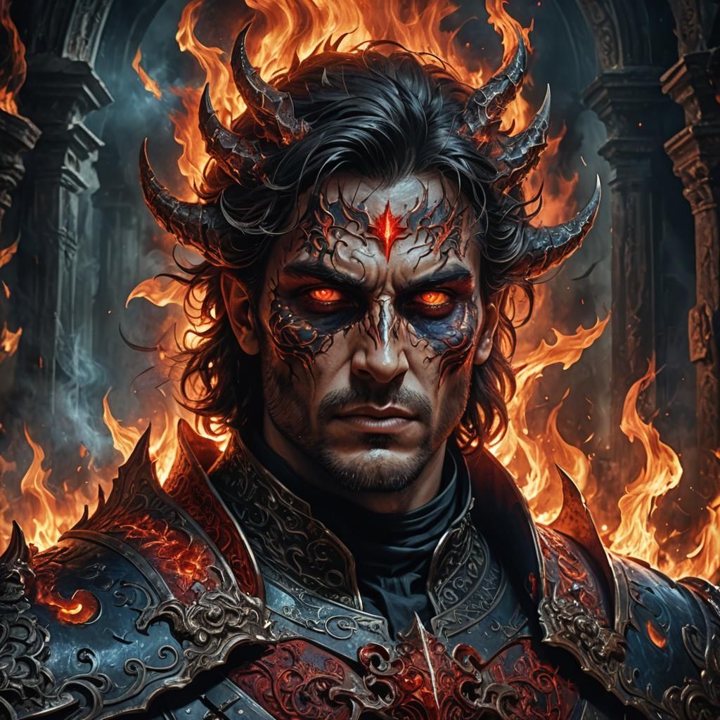 Hellish Portrait in Dark Fantasy Art Style