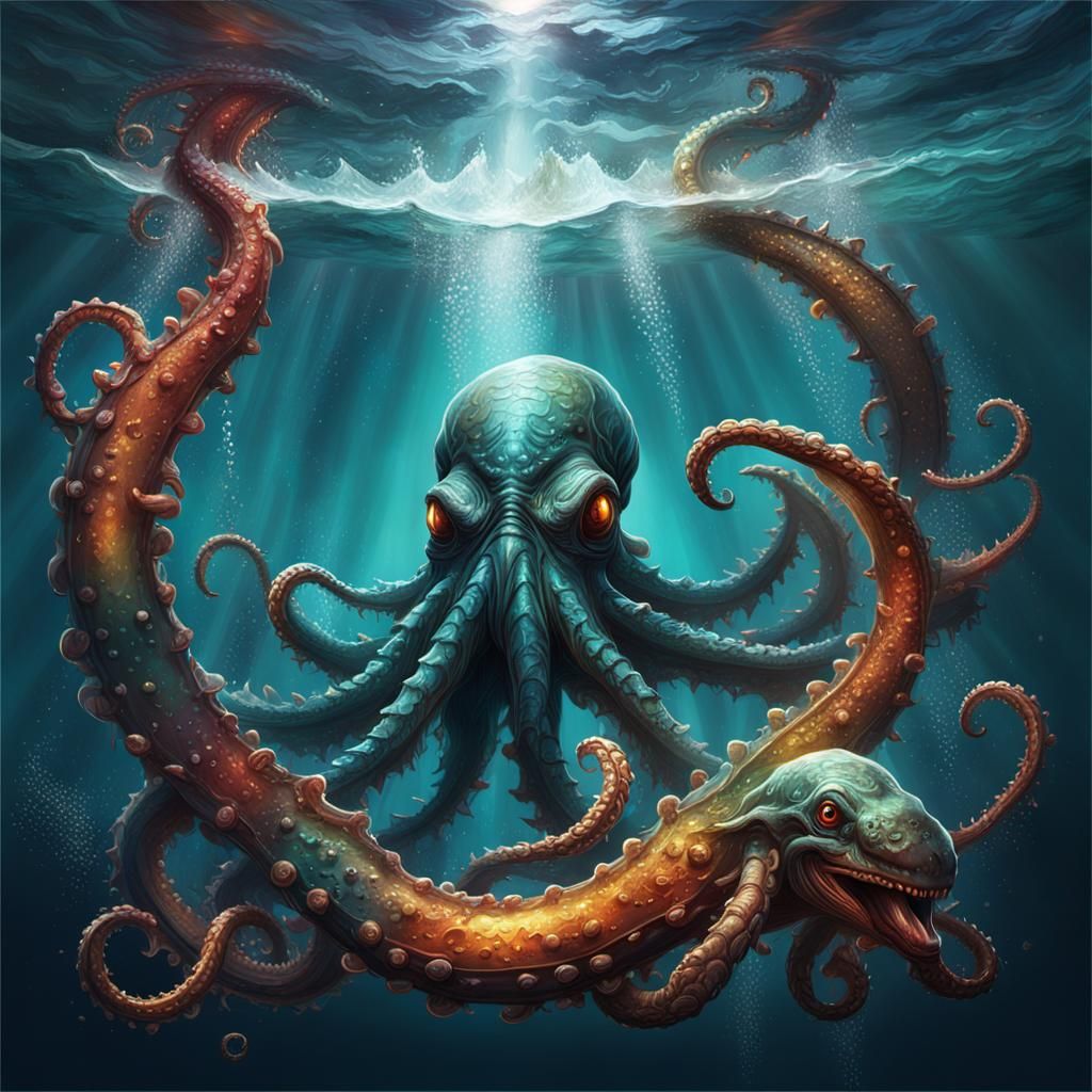 Hyperrealistic Kraken Splash Art: Detailed Concept