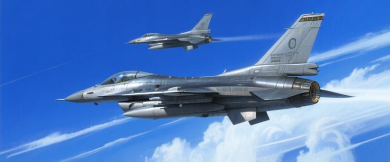 F-16 Fighter Jets in Dynamic Aerial Display