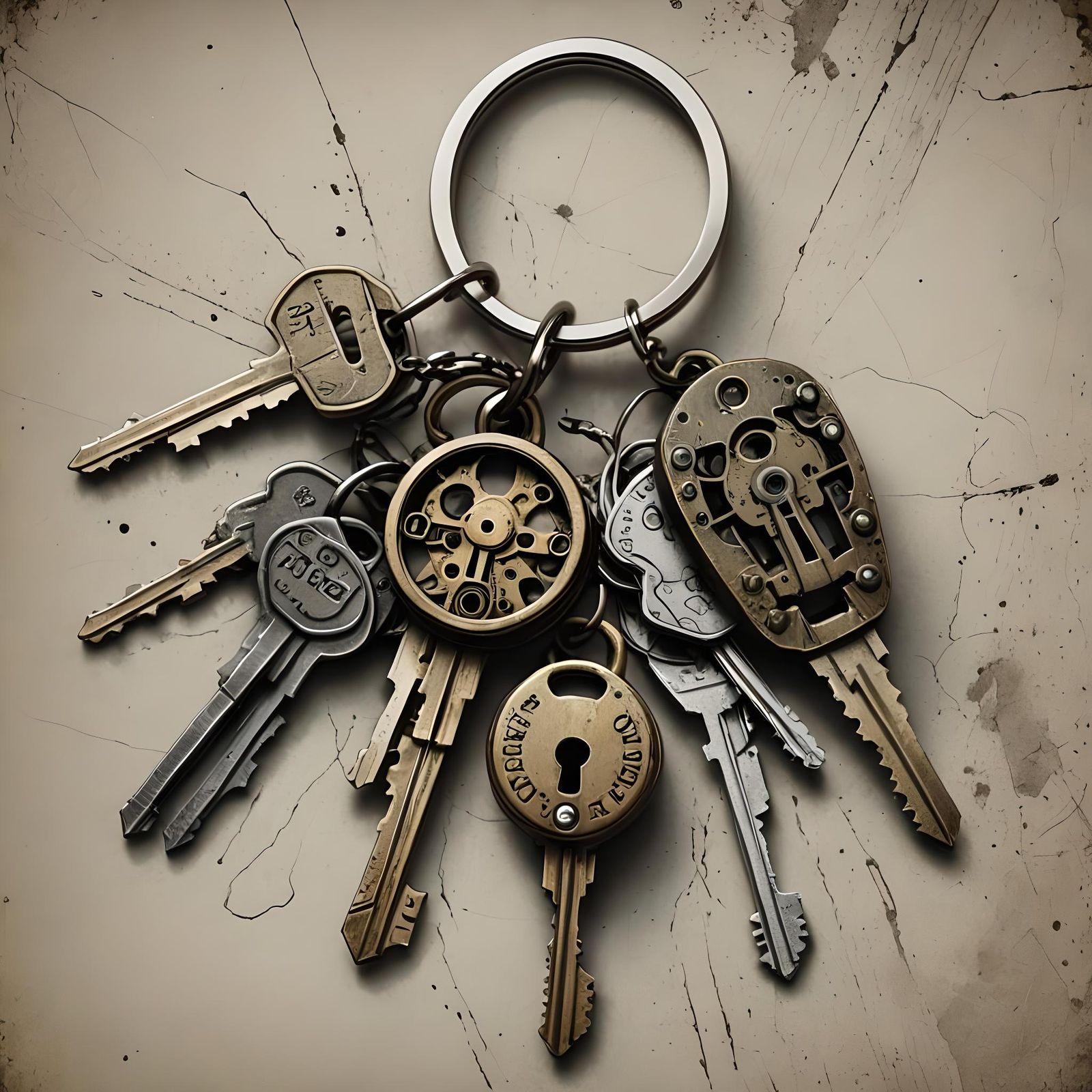 Epic Key and Keychain in Dark Fantasy Style