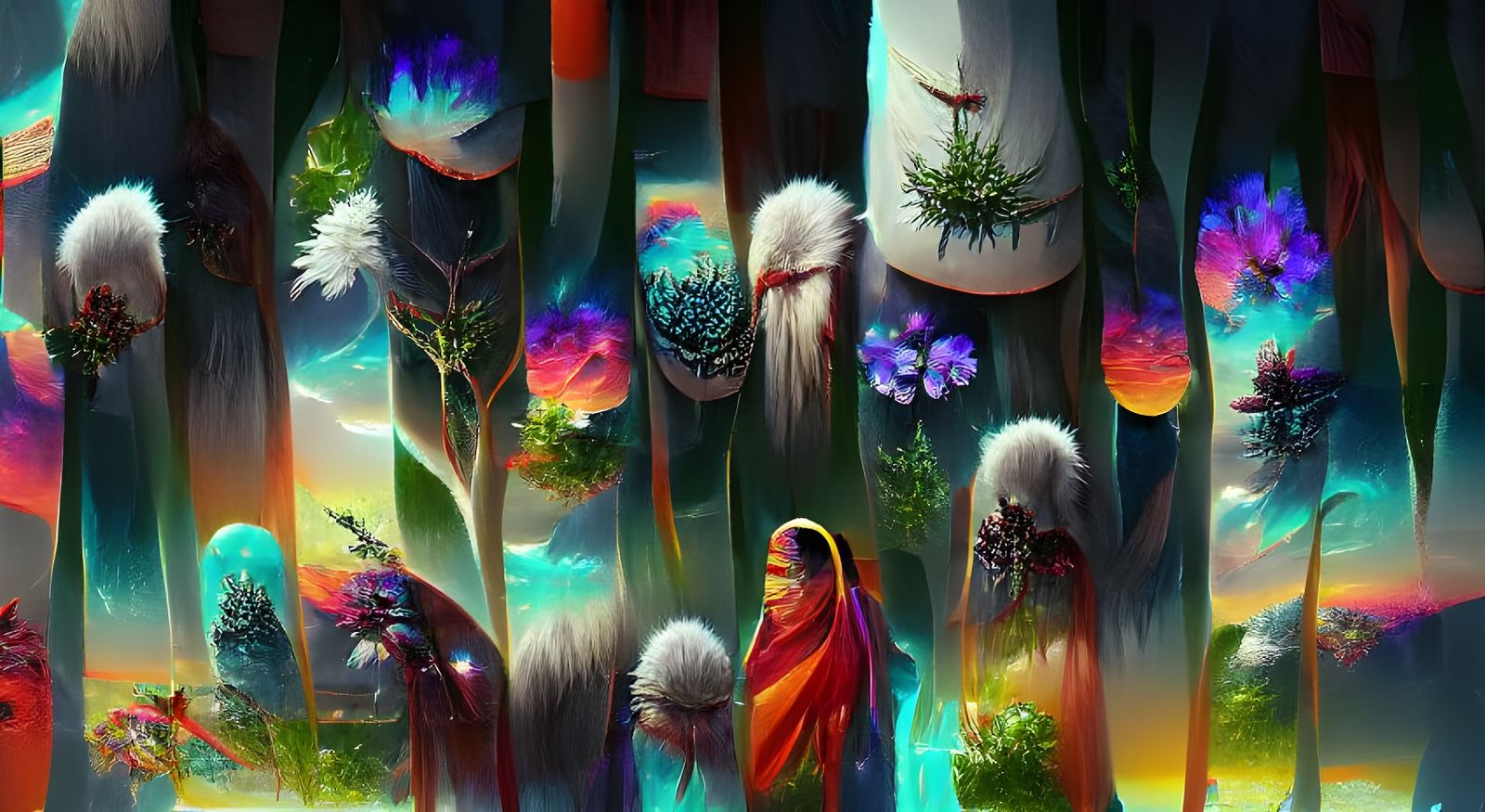 Ancient Shamans Council in Nature, Artstation Storybook Styl...