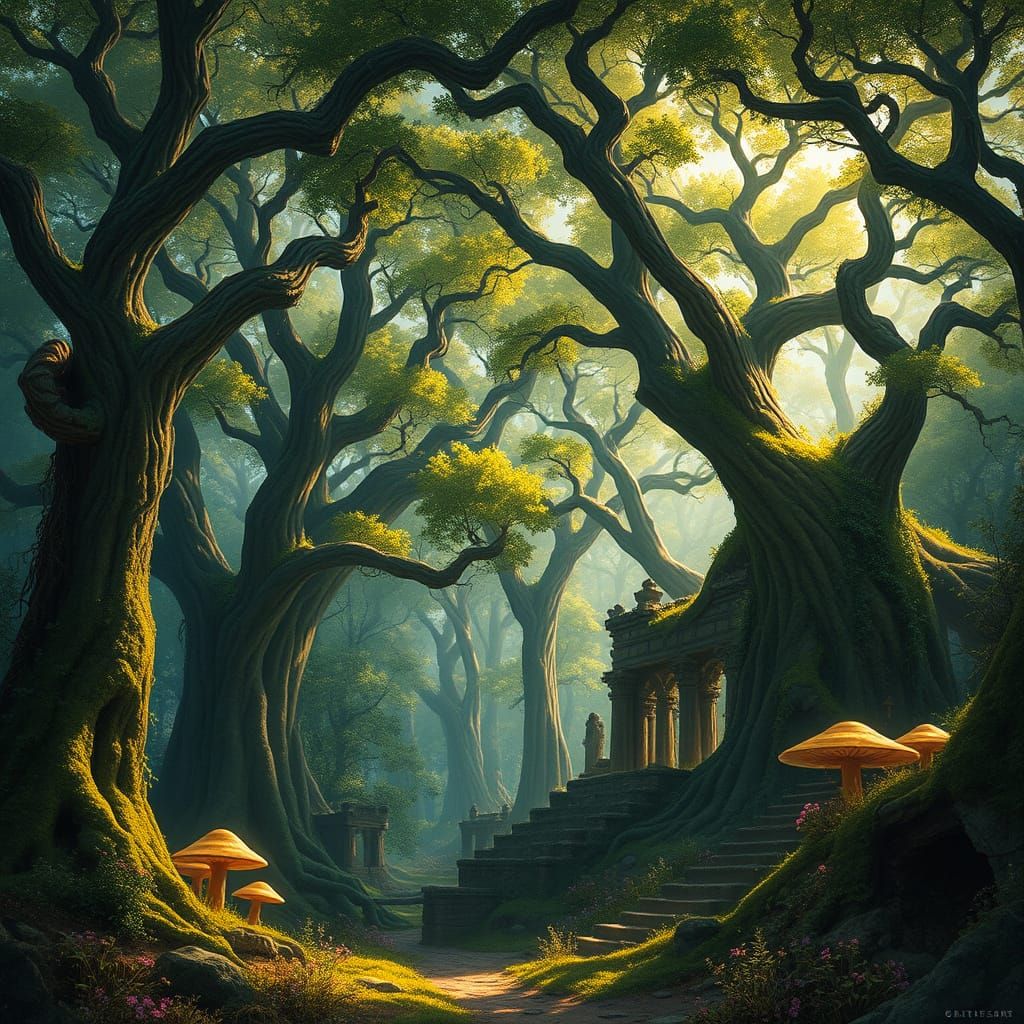 Mystical Primeval Forest in Dreamlike Realms