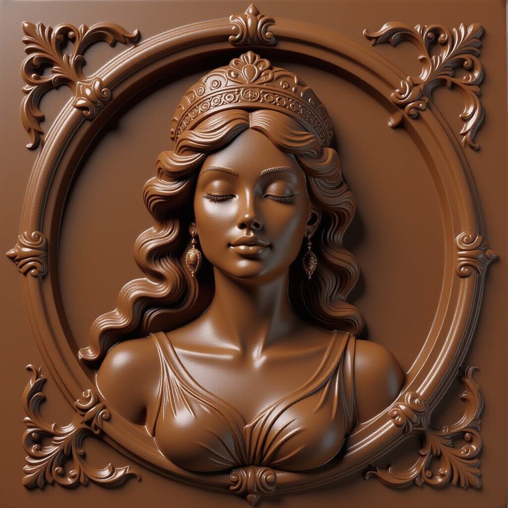 Chocolate Goddess Carving in Cel-Shaded Style