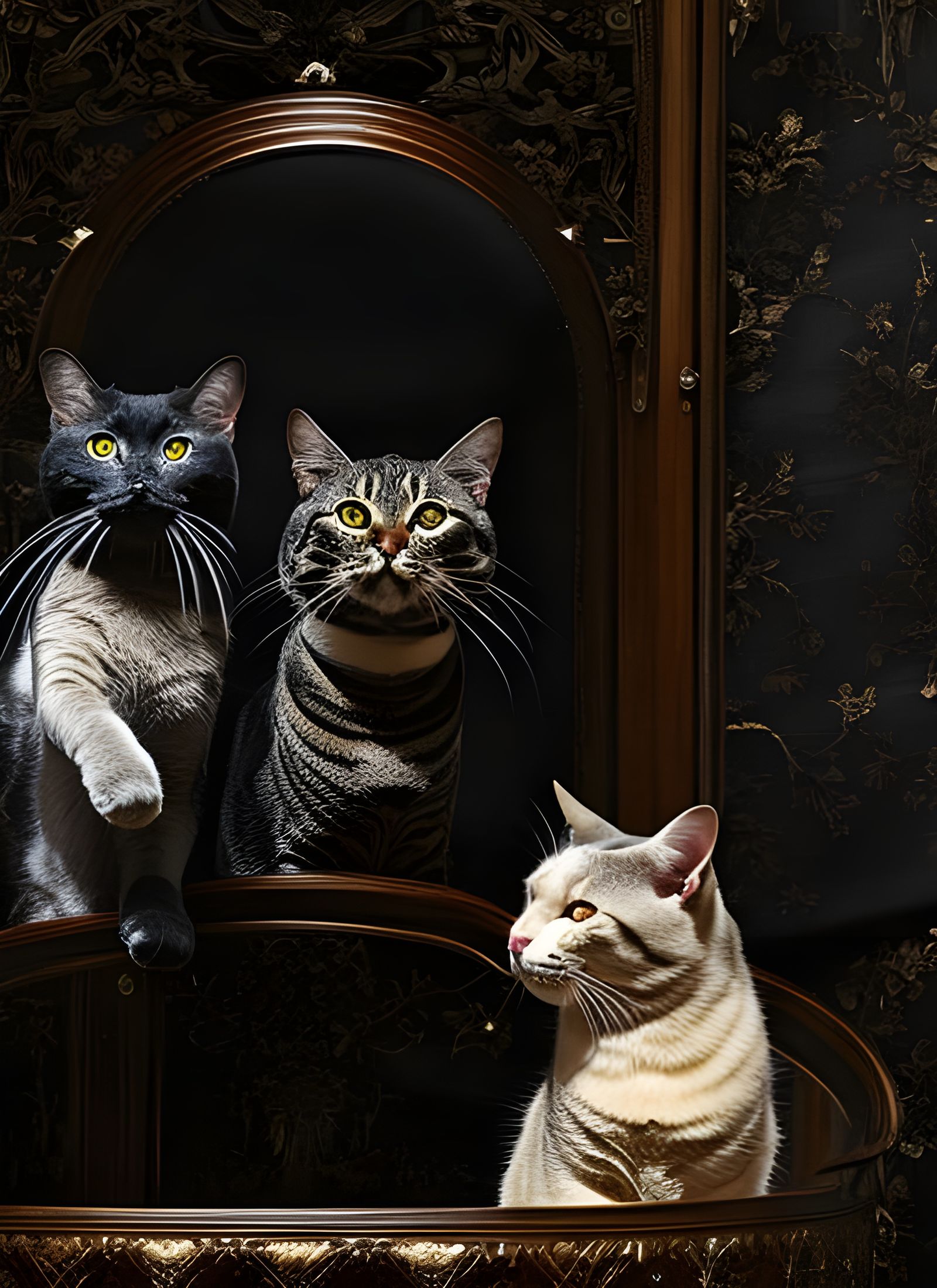 Cats on Antique Furniture: Surreal Dreamscape