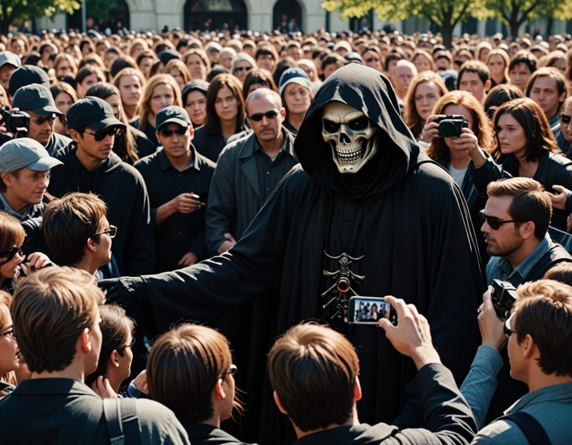 The Grim Reaper and his fans.