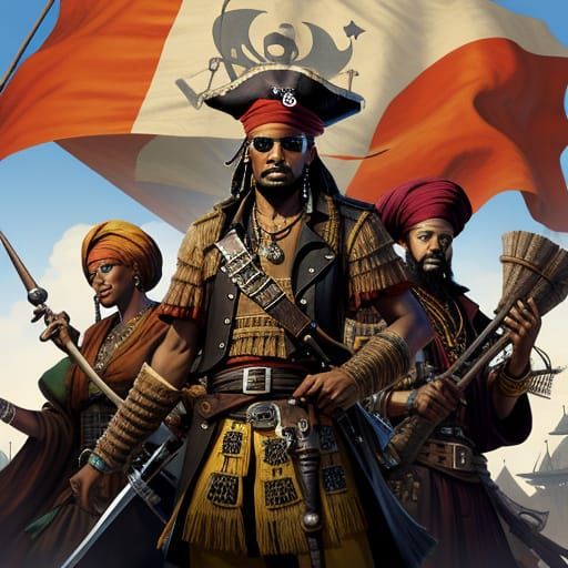African Pirate Kings in Traditional Regalia