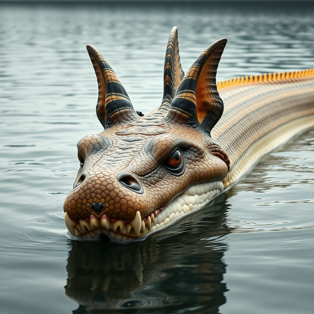 Giant Three-Eyed Serpent in Canadian Lake